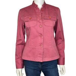 Soft Rose Utility Jacket Cotton Button Front Size Small